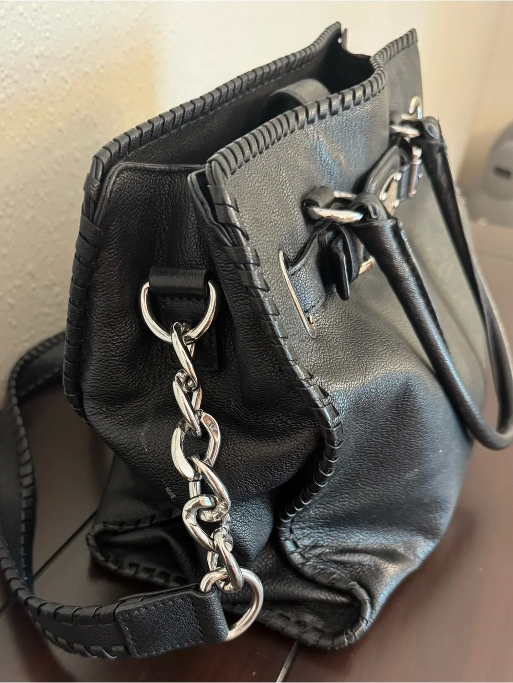 Authentic Michael Kors Whipped Hamilton East West Tote in Classic Black Perfect